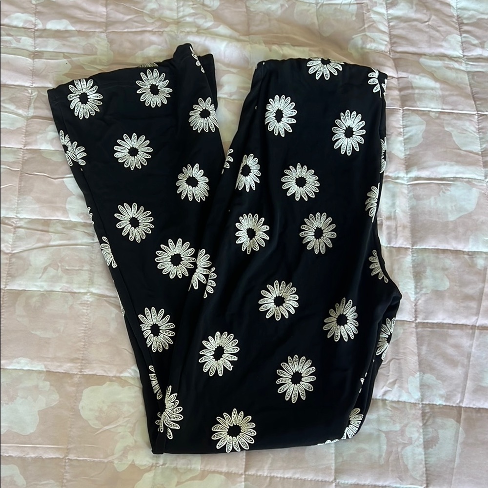 Bootcut Floral Black and White Women's Pants